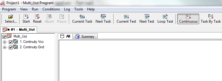 Standard Test Executive showing a single UUT test sequence